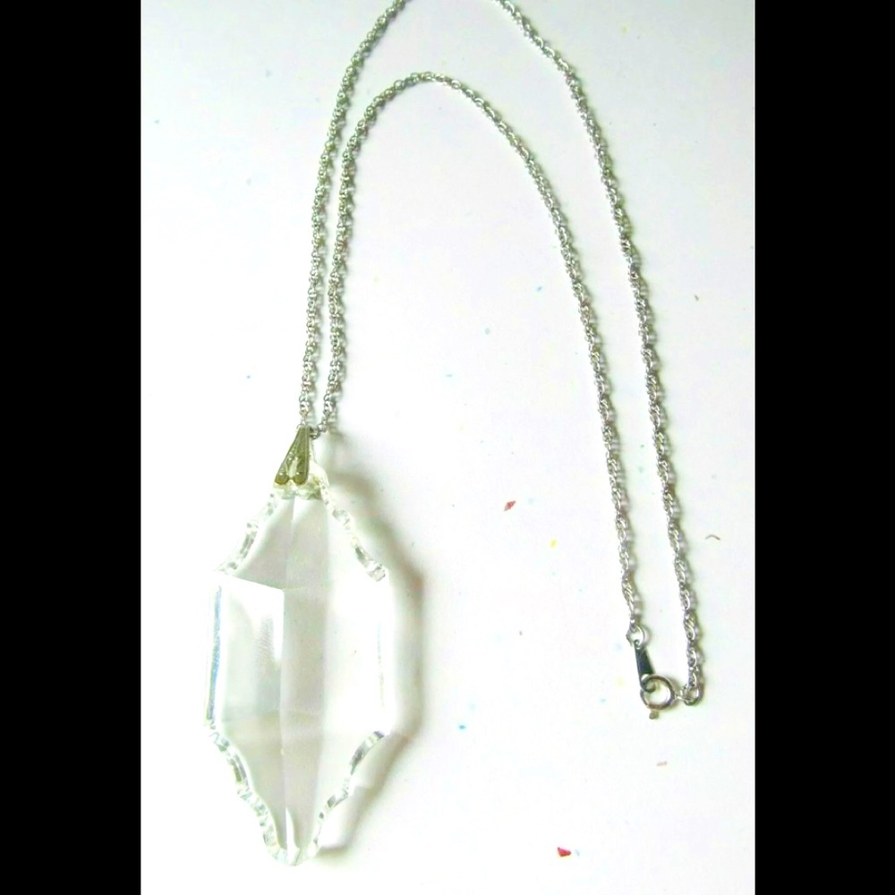 Vintage Sterling Silver Crystal Necklace 20”